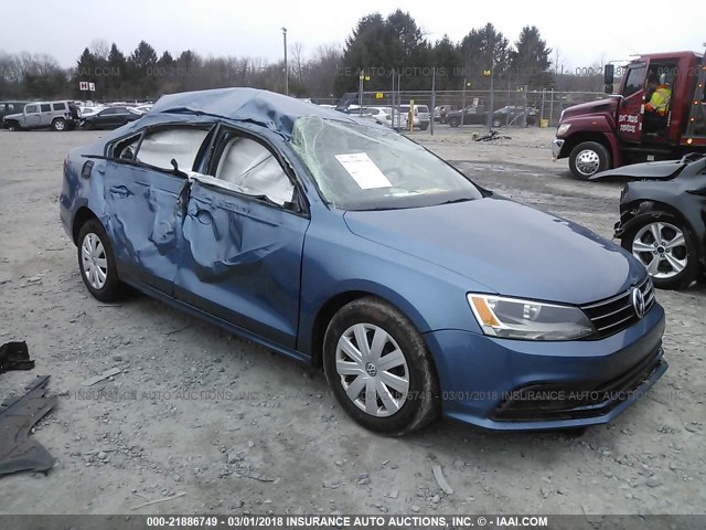 3VW2K7AJ0FM357958 - 2015 VOLKSWAGEN JETTA S BLUE photo 1