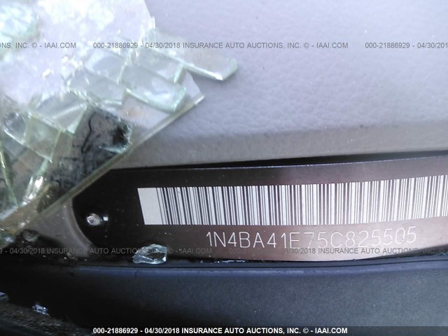 1N4BA41E75C825505 - 2005 NISSAN MAXIMA SE/SL SILVER photo 9