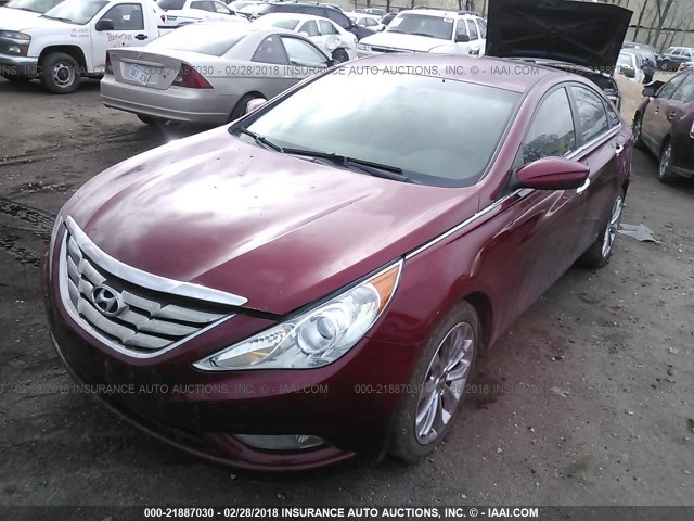 5NPEC4AC3BH245104 - 2011 HYUNDAI SONATA SE/LIMITED MAROON photo 2