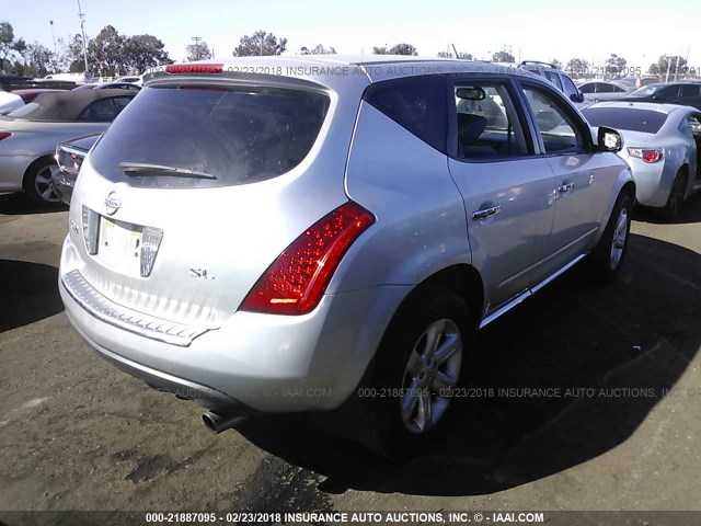 JN8AZ08T47W523087 - 2007 NISSAN MURANO SL/SE/S SILVER photo 4