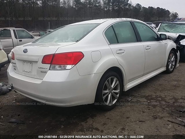 4S3BMBC61D3040813 - 2013 SUBARU LEGACY 2.5I PREMIUM WHITE photo 4