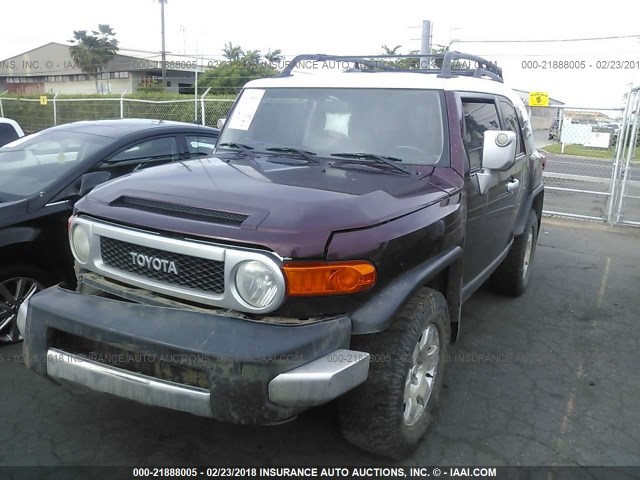 JTEBU11F670027487 - 2007 TOYOTA FJ CRUISER MAROON photo 2