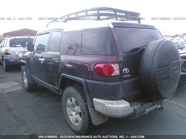 JTEBU11F670027487 - 2007 TOYOTA FJ CRUISER MAROON photo 3