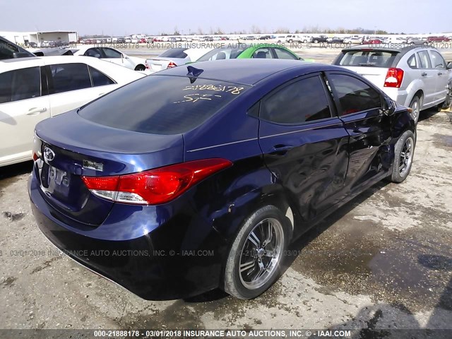 5NPDH4AEXDH411622 - 2013 HYUNDAI ELANTRA GLS/LIMITED BLUE photo 4