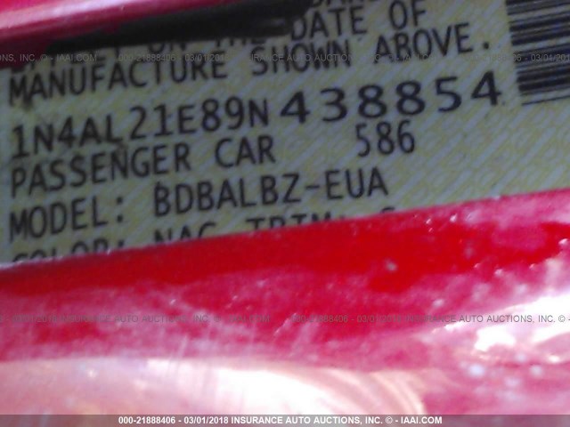 1N4AL21E89N438854 - 2009 NISSAN ALTIMA 2.5/2.5S RED photo 9