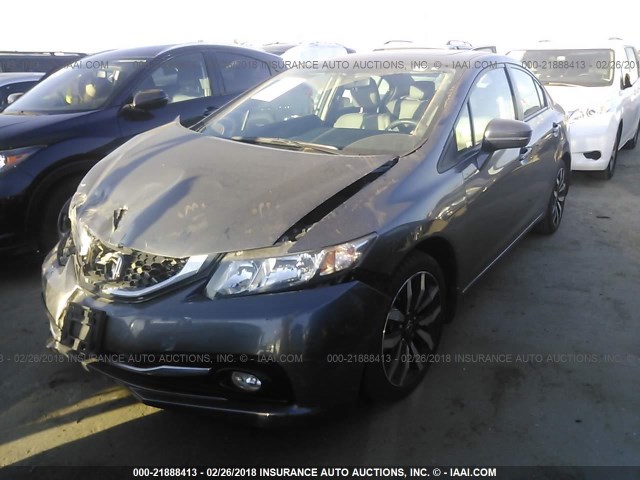 19XFB2F97EE259377 - 2014 HONDA CIVIC EXL GRAY photo 2