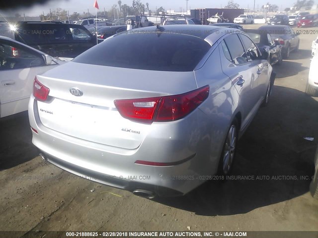 5XXGN4A76EG321016 - 2014 KIA OPTIMA EX SILVER photo 4