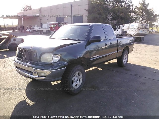 5TBBT481X1S131559 - 2001 TOYOTA TUNDRA ACCESS CAB LIMITED GREEN photo 2