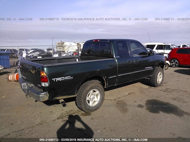 5TBBT481X1S131559 - 2001 TOYOTA TUNDRA ACCESS CAB LIMITED GREEN photo 4