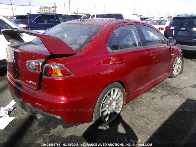 JA32W8FV1EU009460 - 2014 MITSUBISHI LANCER EVOLUTION GSR RED photo 4