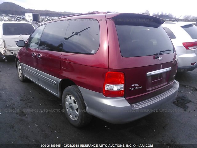 KNDUP131236420982 - 2003 KIA SEDONA EX/LX RED photo 3