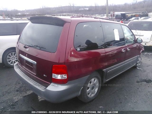 KNDUP131236420982 - 2003 KIA SEDONA EX/LX RED photo 4