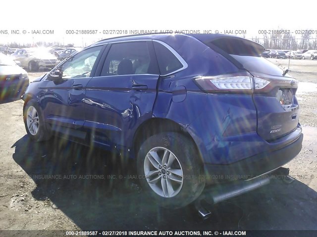 2FMTK4J81FBB56828 - 2015 FORD EDGE SEL BLUE photo 3