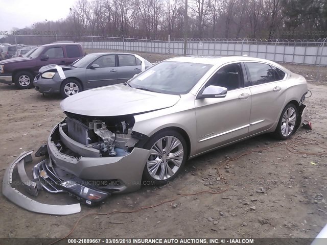 2G1155S31E9131874 - 2014 CHEVROLET IMPALA LTZ GOLD photo 2