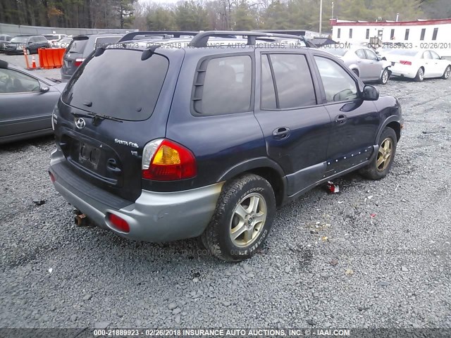 KM8SC13D34U733920 - 2004 HYUNDAI SANTA FE GLS/LX BLUE photo 4