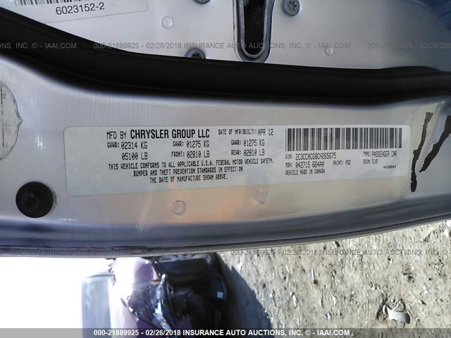 2C3CCACG8CH265675 - 2012 CHRYSLER 300 LIMITED SILVER photo 9