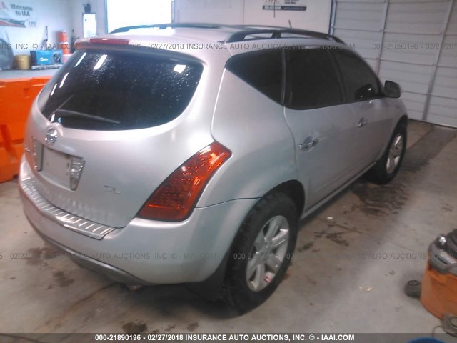 JN8AZ08T36W410861 - 2006 NISSAN MURANO SL/SE/S SILVER photo 4