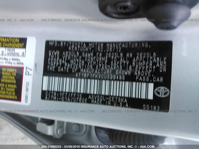 4T1BF1FKXCU599486 - 2012 TOYOTA CAMRY SE/LE/XLE Серебристый фото 9