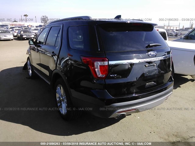 1FM5K7D84GGC04919 - 2016 FORD EXPLORER XLT BLACK photo 3