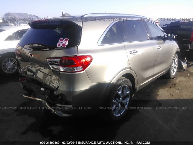 5XYPKDA58GG074958 - 2016 KIA SORENTO SX/SX LIMITED GRAY photo 4