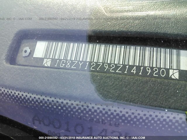 1G8ZY12792Z141920 - 2002 SATURN SC2 BLACK photo 9
