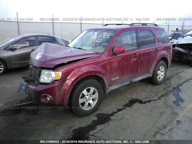 1FMCU941X8KA47802 - 2008 FORD ESCAPE LIMITED RED photo 2