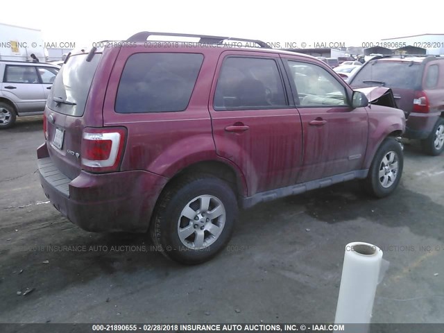 1FMCU941X8KA47802 - 2008 FORD ESCAPE LIMITED RED photo 4