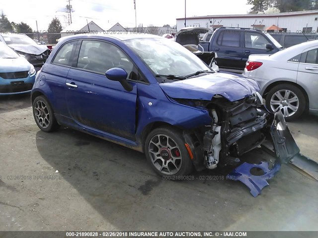 3C3CFFBR6ET188323 - 2014 FIAT 500 SPORT BLUE photo 1