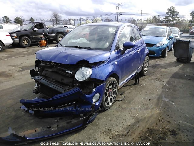 3C3CFFBR6ET188323 - 2014 FIAT 500 SPORT BLUE photo 2