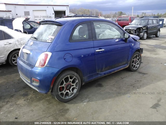 3C3CFFBR6ET188323 - 2014 FIAT 500 SPORT BLUE photo 4