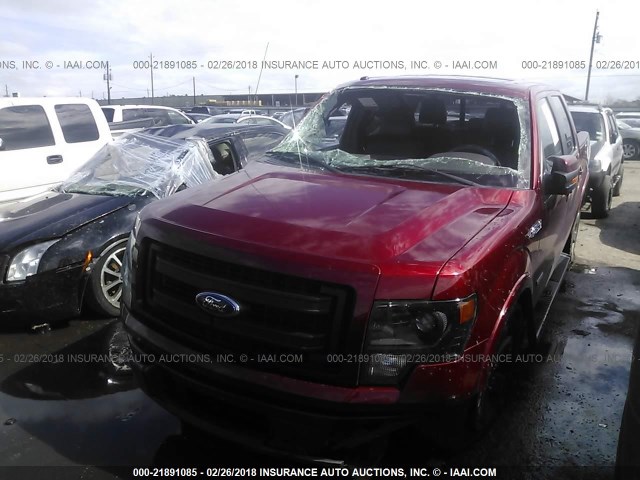 1FTFW1CT1DKF18648 - 2013 FORD F150 SUPERCREW RED photo 2
