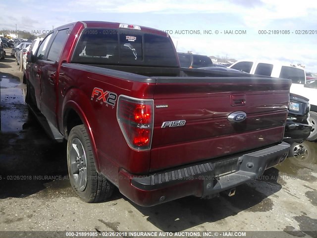 1FTFW1CT1DKF18648 - 2013 FORD F150 SUPERCREW RED photo 3