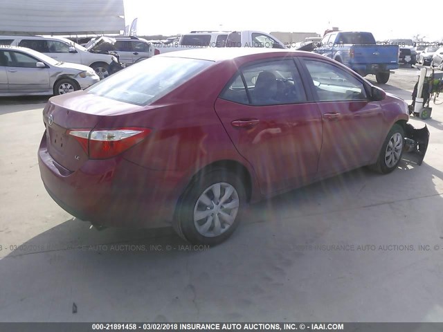 5YFBURHE0GP459210 - 2016 TOYOTA COROLLA L/LE/LE PLS/PRM/S/S PLS RED photo 4