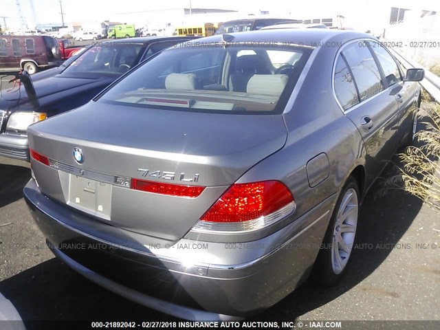 WBAGN63463DR11560 - 2003 BMW 745 LI GRAY photo 4