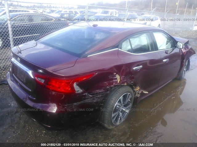 1N4AA6AP1HC389618 - 2017 NISSAN MAXIMA 3.5S/SV/SL/SR/PLAT RED photo 4