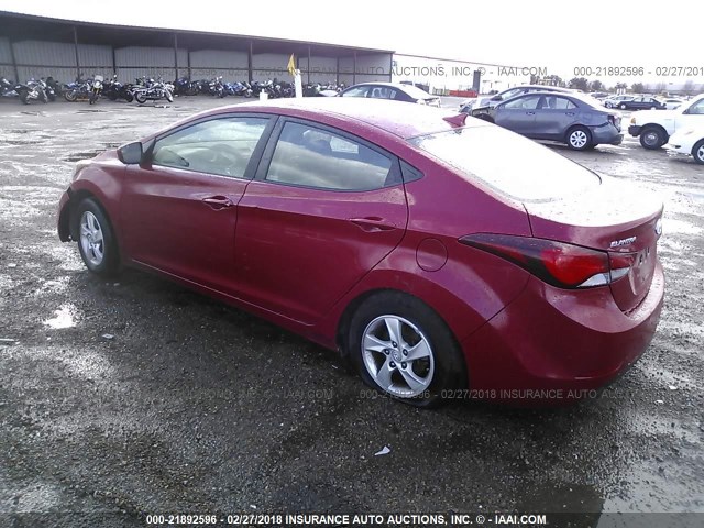 KMHDH4AE4EU200709 - 2014 HYUNDAI ELANTRA SE/SPORT/LIMITED RED photo 3