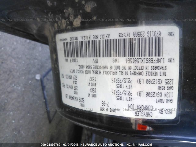 1J4FF68S1XL501564 - 1999 JEEP CHEROKEE SPORT/CLASSIC Czarny zdjęcie 9