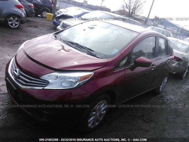 3N1CE2CP2FL356127 - 2015 NISSAN VERSA NOTE S/S PLUS/SV/SL/SR RED photo 2