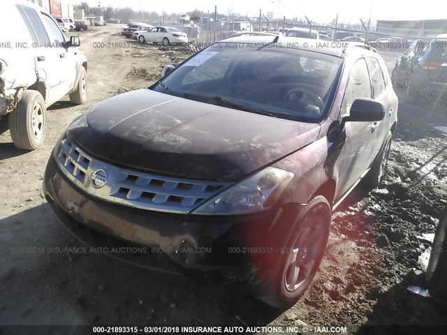 JN8AZ08T45W319130 - 2005 NISSAN MURANO SL/SE/S MAROON photo 2