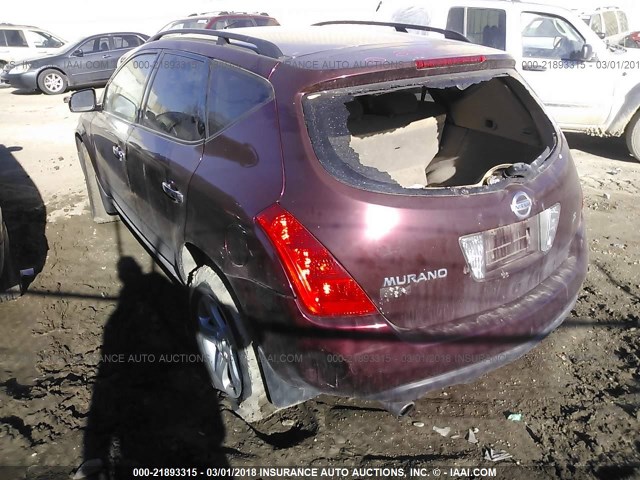 JN8AZ08T45W319130 - 2005 NISSAN MURANO SL/SE/S MAROON photo 3