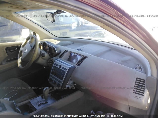 JN8AZ08T45W319130 - 2005 NISSAN MURANO SL/SE/S MAROON photo 5