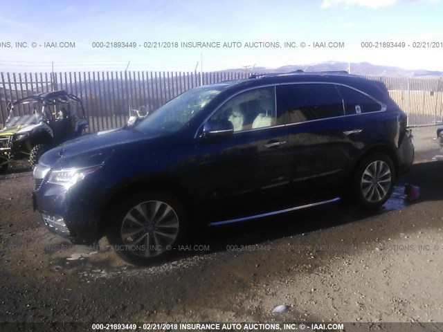 5FRYD4H42EB041095 - 2014 ACURA MDX TECHNOLOGY BLUE photo 2