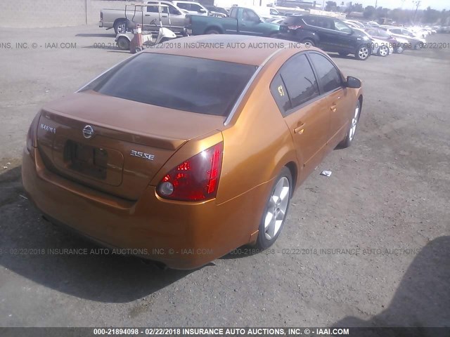 1N4BA41EX4C825660 - 2004 NISSAN MAXIMA SE/SL ORANGE photo 4