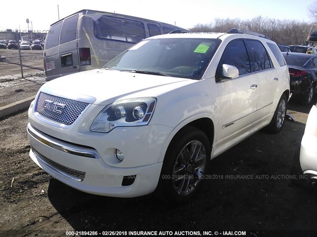 1GKKVTED8BJ231365 - 2011 GMC ACADIA DENALI WHITE photo 2