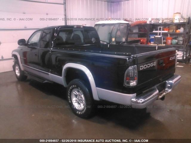 1B7GG22Y6XS117539 - 1999 DODGE DAKOTA BLACK photo 3