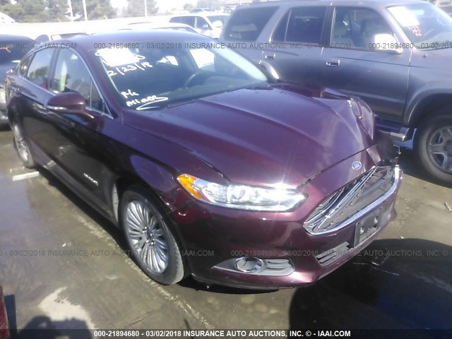 3FA6P0LUXDR257540 - 2013 FORD FUSION SE HYBRID MAROON photo 1