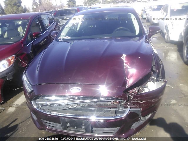 3FA6P0LUXDR257540 - 2013 FORD FUSION SE HYBRID MAROON photo 6