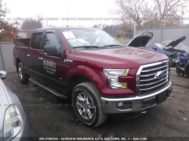 1FTFW1EG3FFC59558 - 2015 FORD F150 SUPERCREW RED photo 1