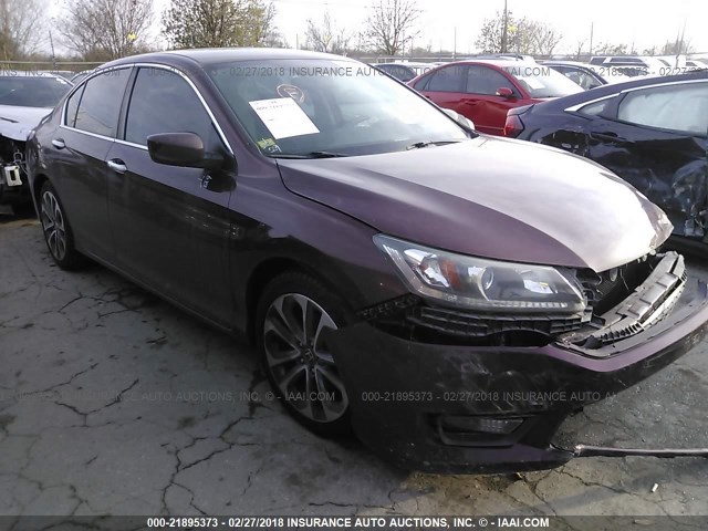 1HGCR2F53EA202531 - 2014 HONDA ACCORD SPORT MAROON photo 1