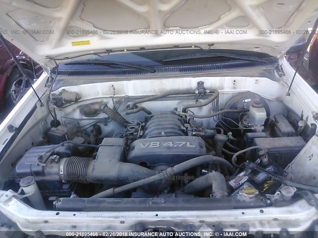5TBDT44155S488314 - 2005 TOYOTA TUNDRA DOUBLE CAB SR5 WHITE photo 10